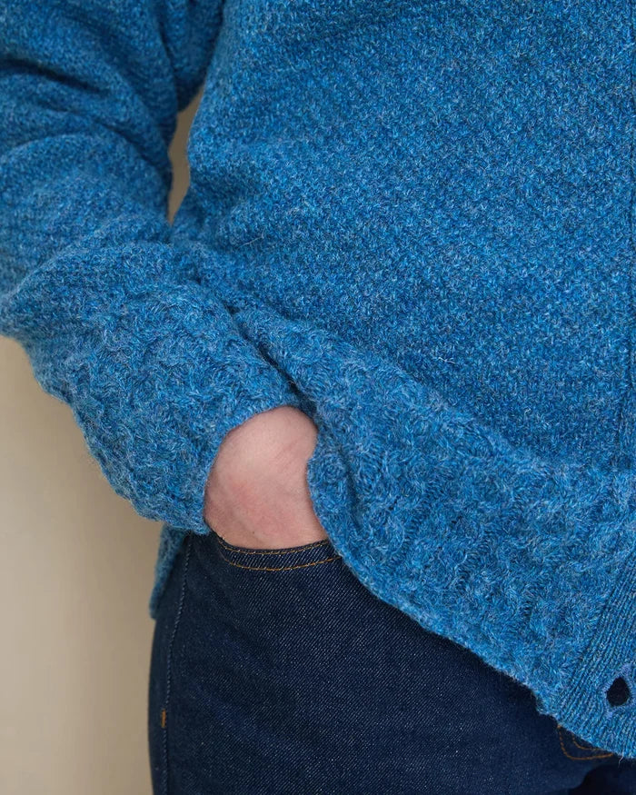 Shetland Cable Cardigan - Denim