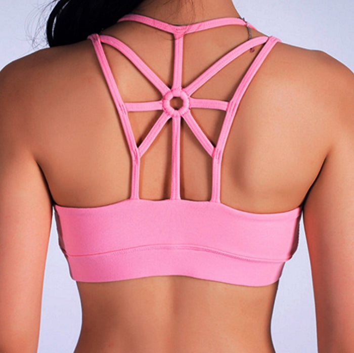 Sports female mesh beauty back bra High strength yoga running bra gathered shockproof sports underwear