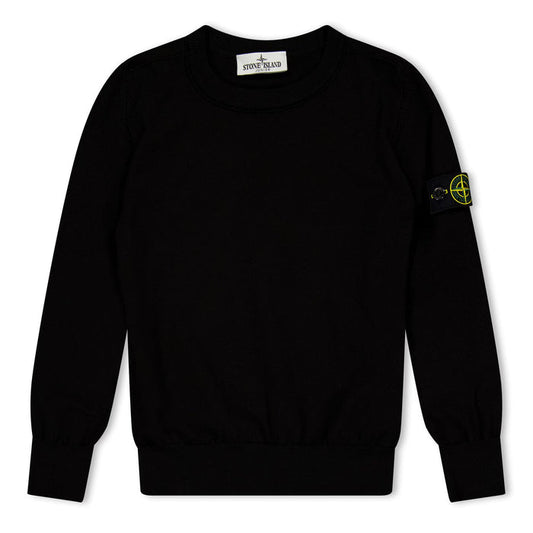 Stone Island (M) Black Knitted Jumper Size Medium - Stone Island Sleeve Tag Cosy Warm
