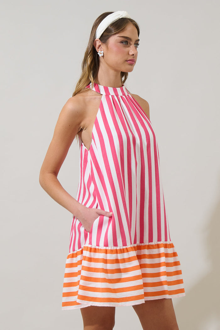 Valera Striped Laly Mini Ruffle Dress