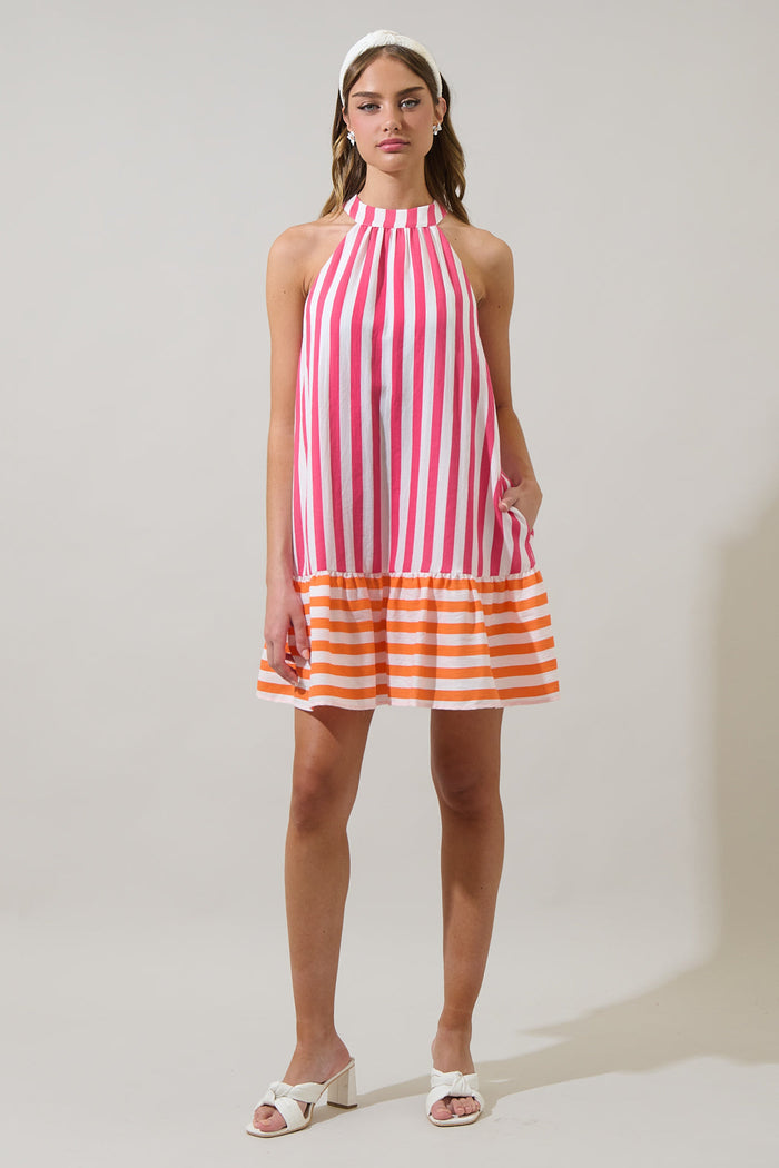 Valera Striped Laly Mini Ruffle Dress