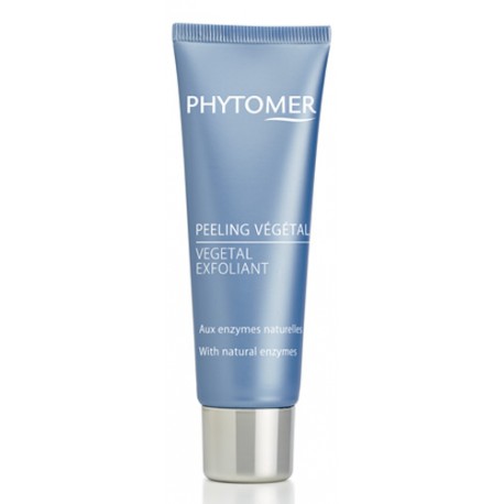 Blue tube of Vegetal Exfoliant With Natural Enzymes | Phytomer skincare product with silver cap designed for gentle exfoliation and skin renewal.