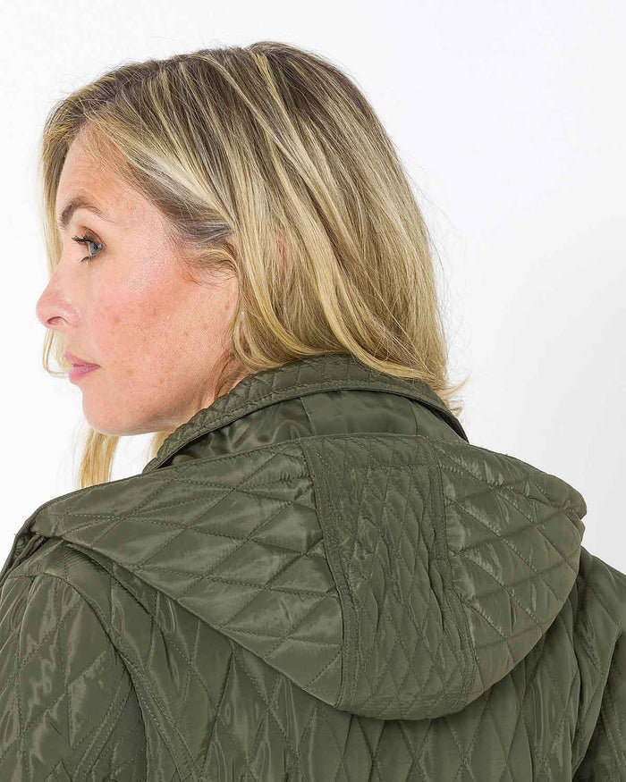Winifred Quilted Coat - Olive - Image 3 - The Classic Boutique