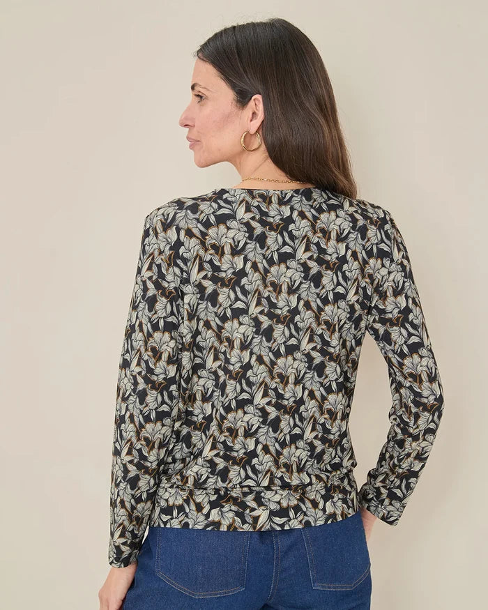 Yolanda Patterned Viscose Long Sleeve Blouson