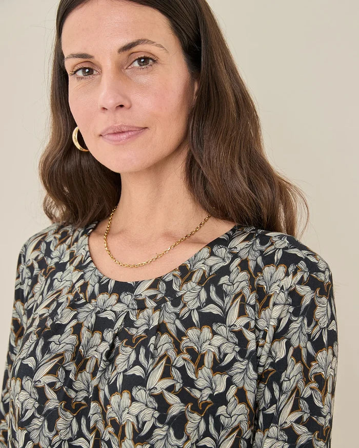 Yolanda Patterned Viscose Long Sleeve Blouson
