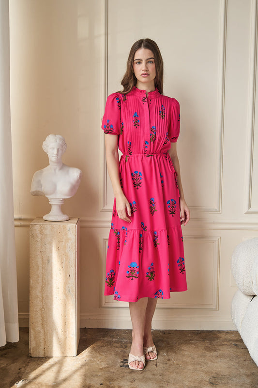 Zurum Pleated Midi Dress Genora Floral